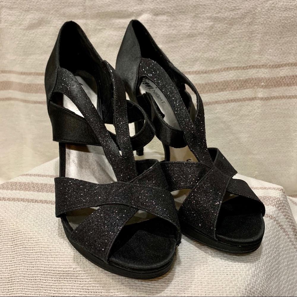 Black Sparkly Strapy High Heels